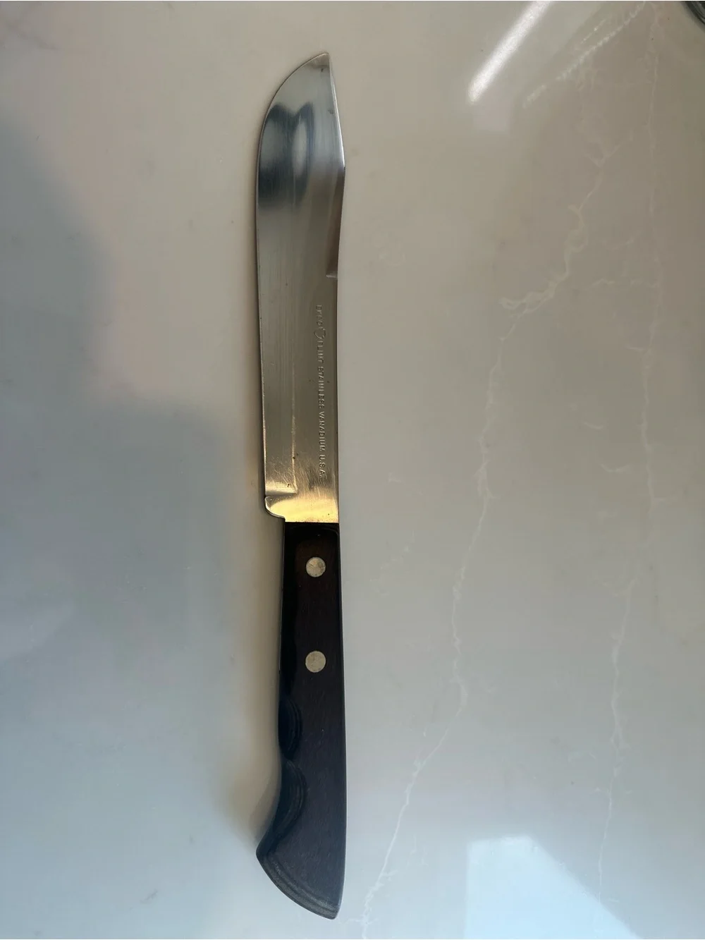 EKCO FLINT Butchering Knife Stainless Steel Straight Edge 7 in Blade Wood Handle